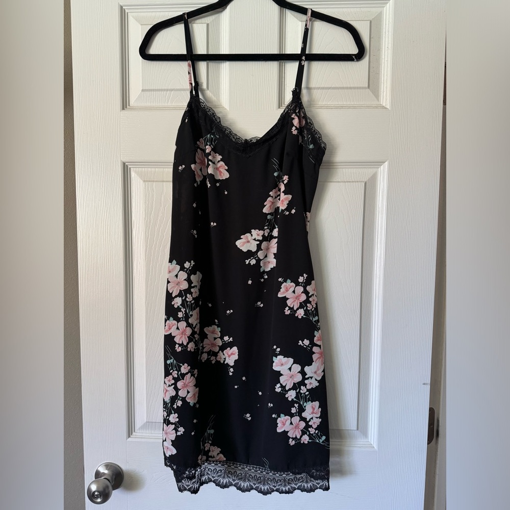 Black Floral Slip Dress